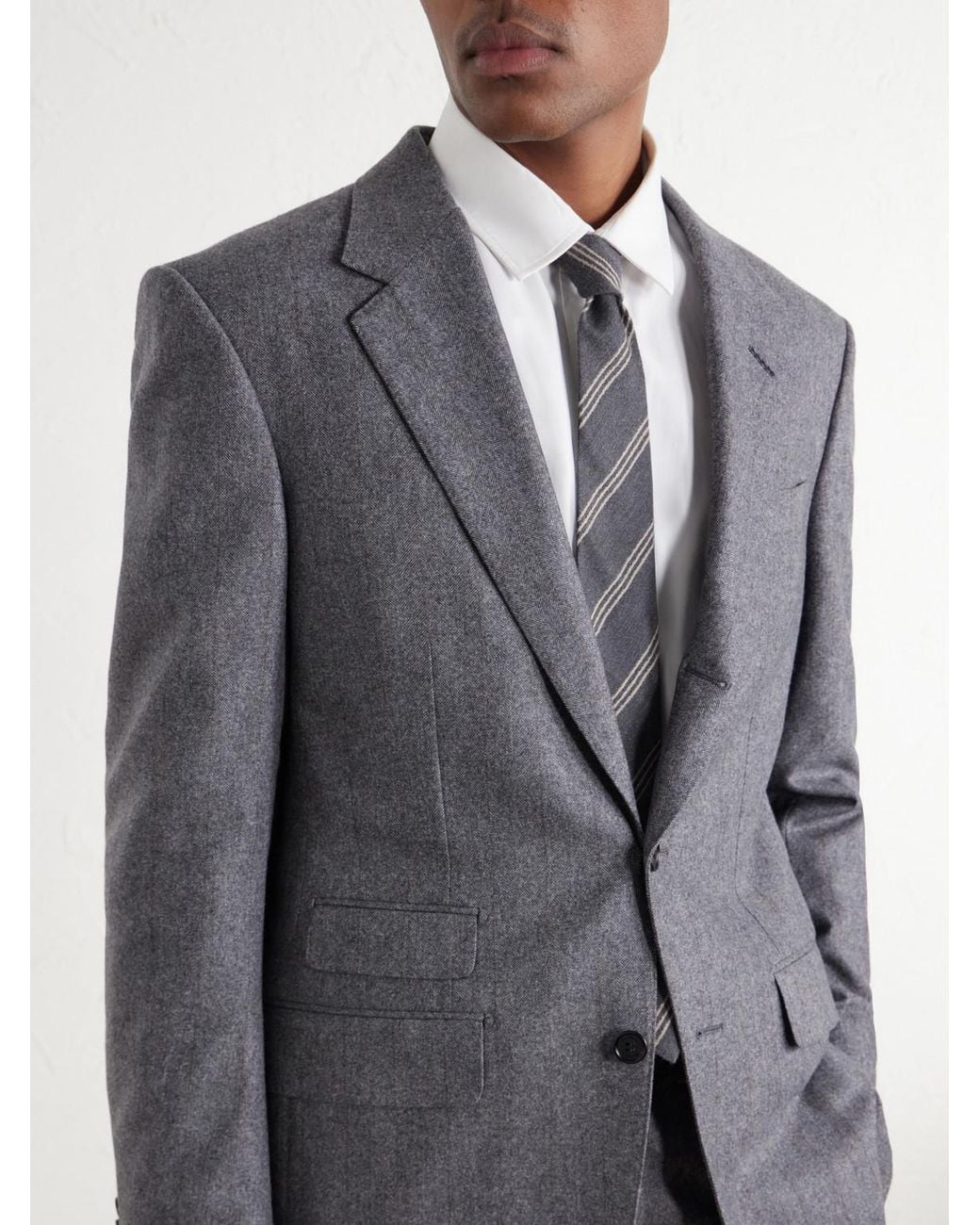 Dunhill Gray Herringbone Wool And Cashmere-Blend Suit Jacket for men