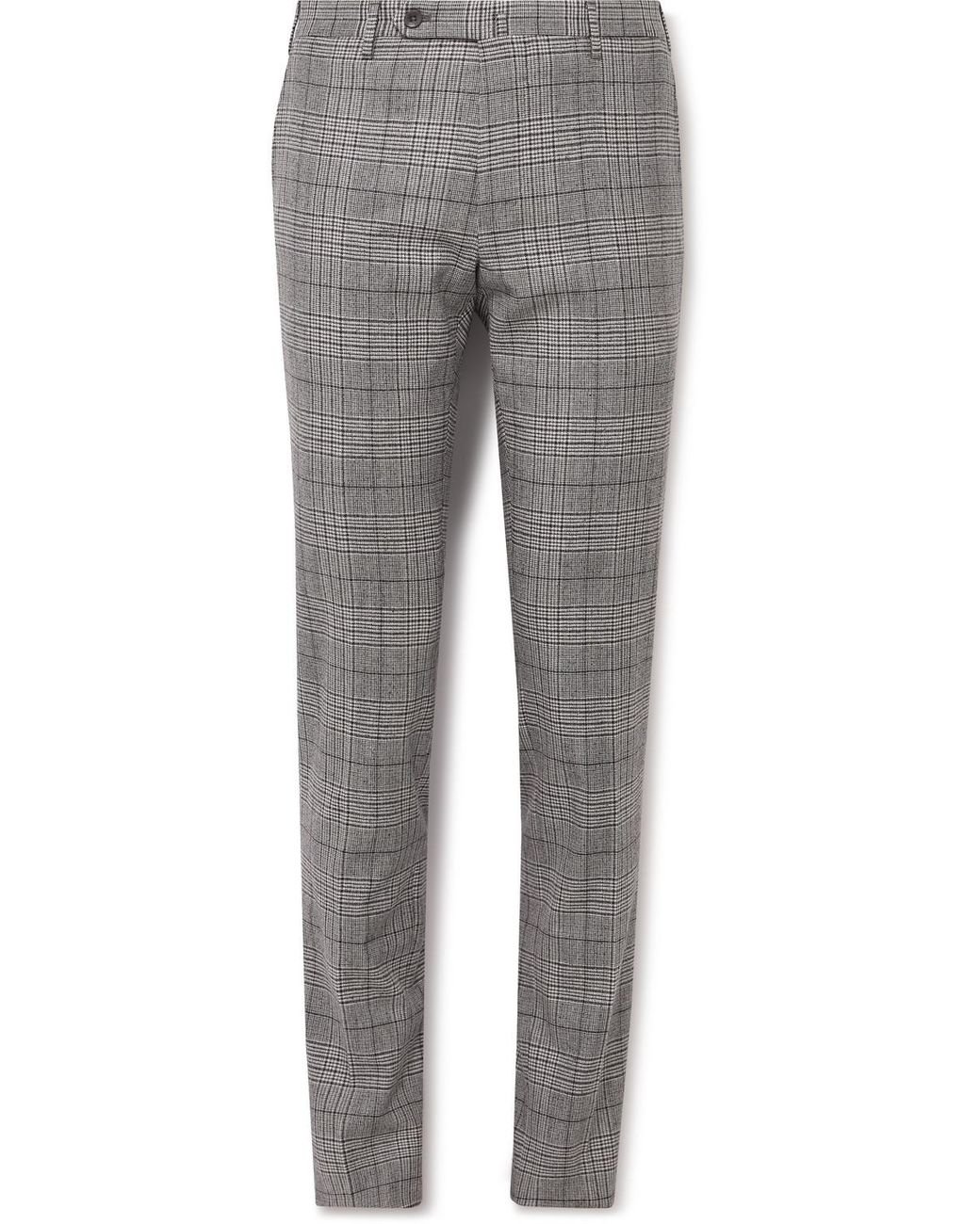 Incotex Slim-fit Tapered Prince Of Wales Checked Virgin Wool-blend Trousers  in Gray for Men | Lyst