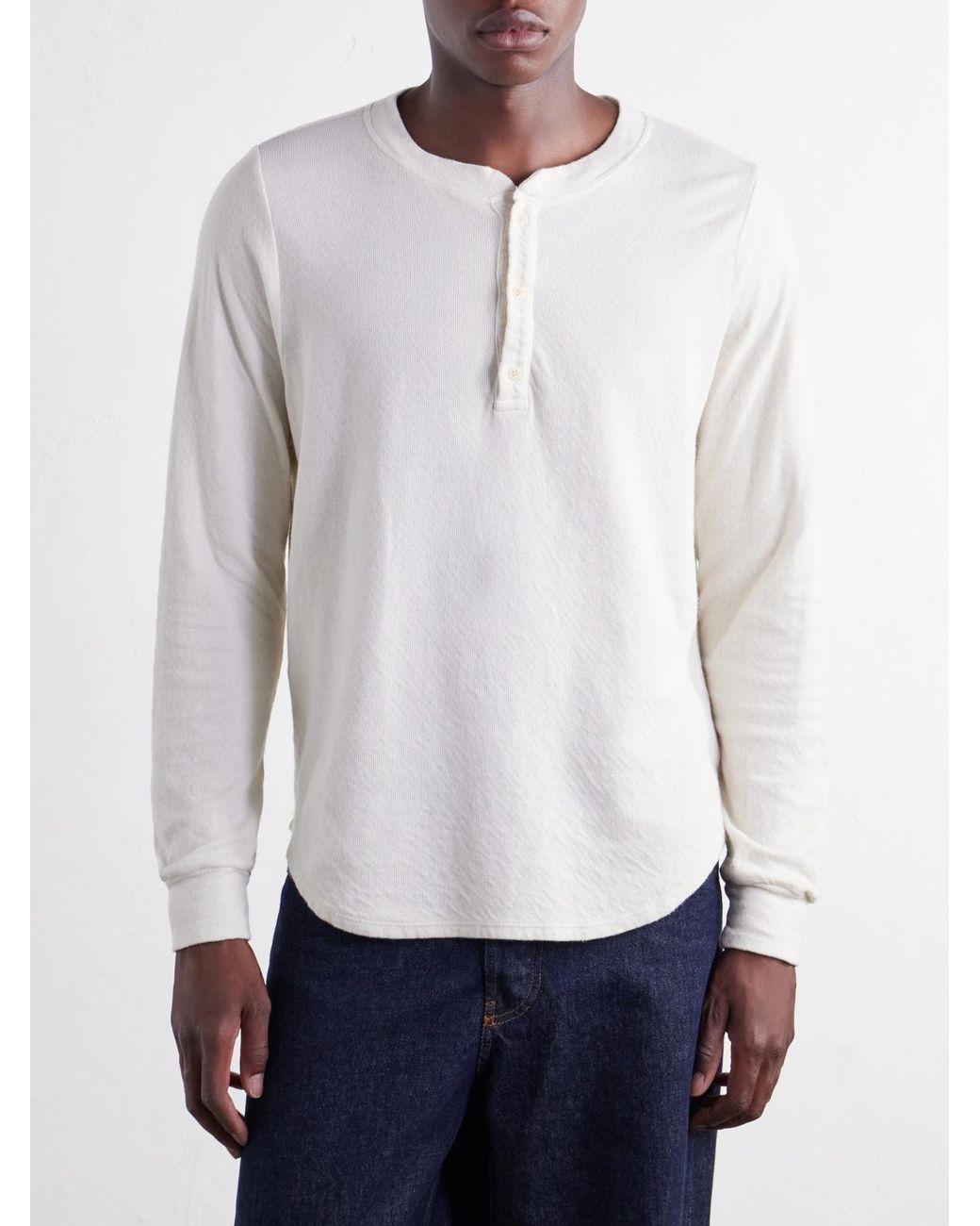 Les Tien White Garment-Dyed Ribbed Cotton-Jersey T-Shirt for men