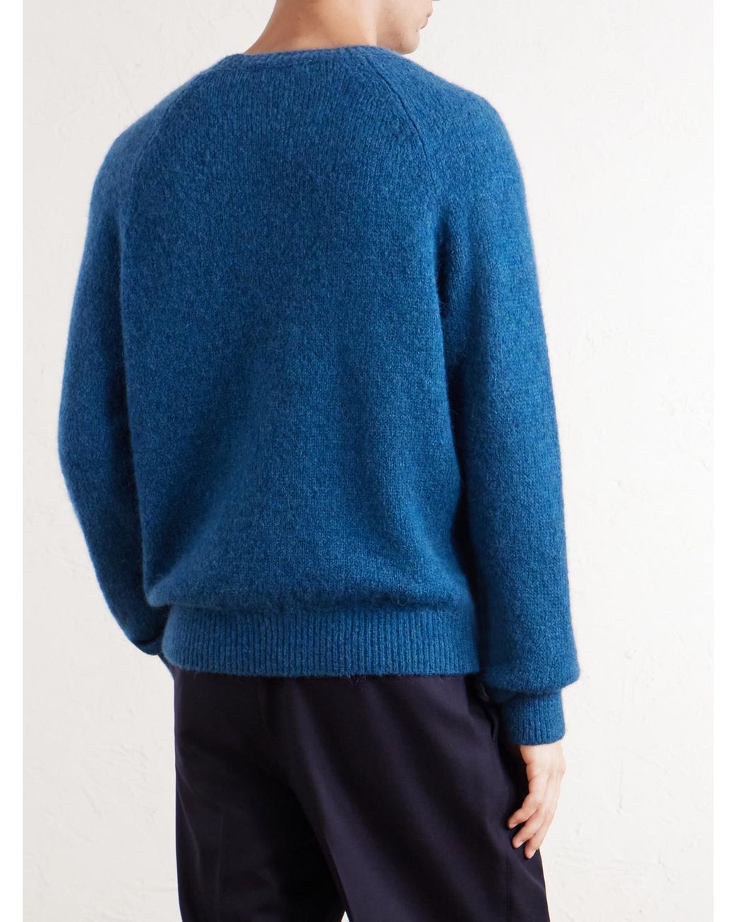 Dries Van Noten Blue Brushed Alpaca-Blend Sweater for men