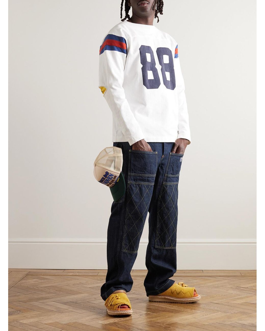 Kapital Blue Lumber Straight-Leg Panelled Jeans for men