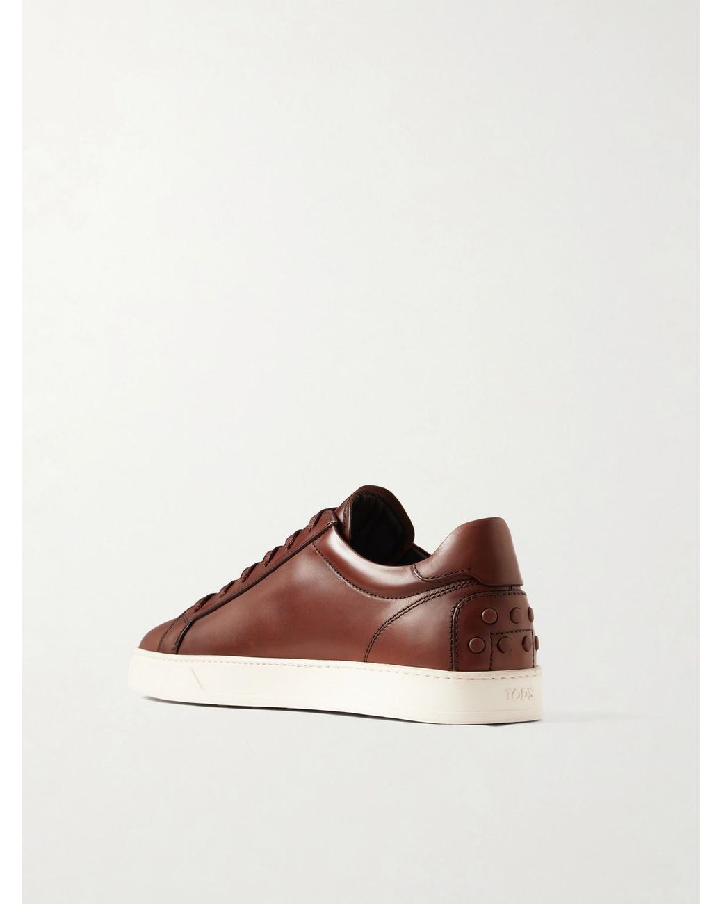 Tod's Brown Cassetta Rubber-Trimmed Glossed-Leather Sneakers for men