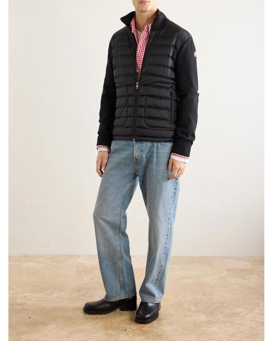 Moncler Blue Wool And Quilted Shell Zip-Up Cardigan for men