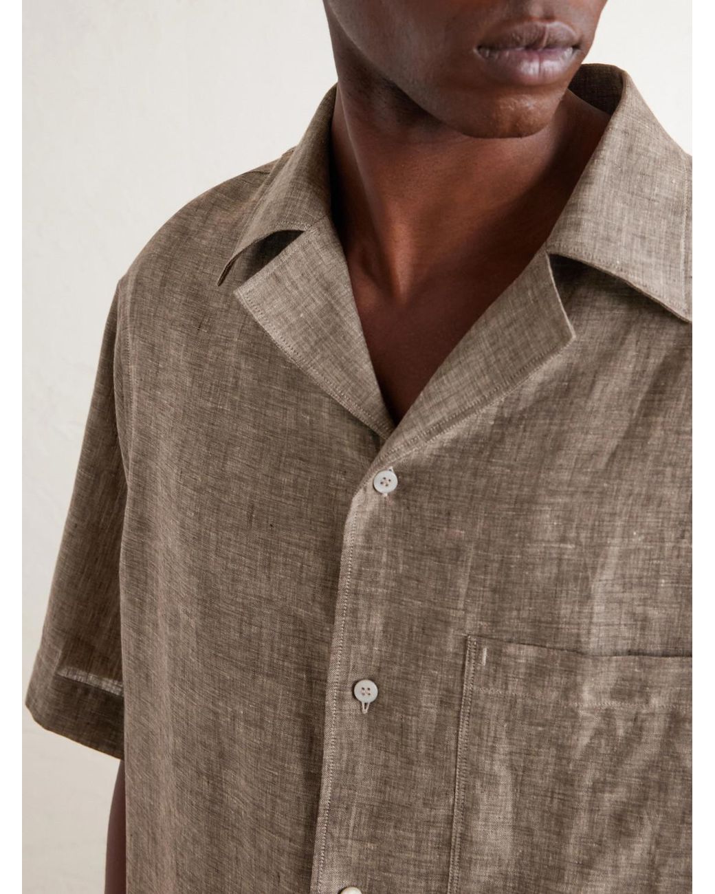 Loro Piana Gray Federico Camp-collar Linen Shirt for men