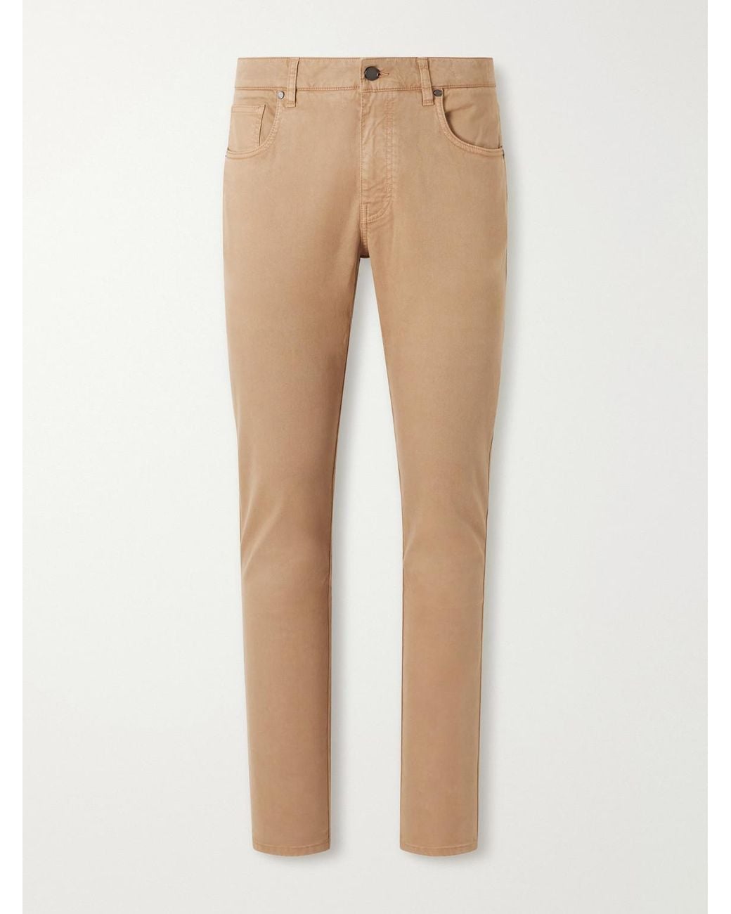 James Purdey & Sons Natural Slim-Fit Straight-Leg Cotton-Blend Twill Trousers for men