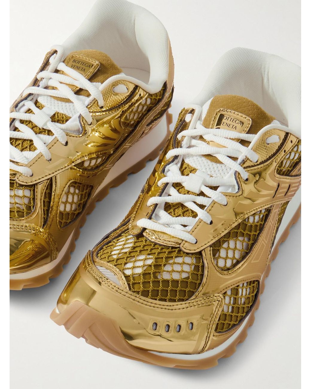 Bottega Veneta Orbit Metallic Rubber And Mesh Sneakers for men