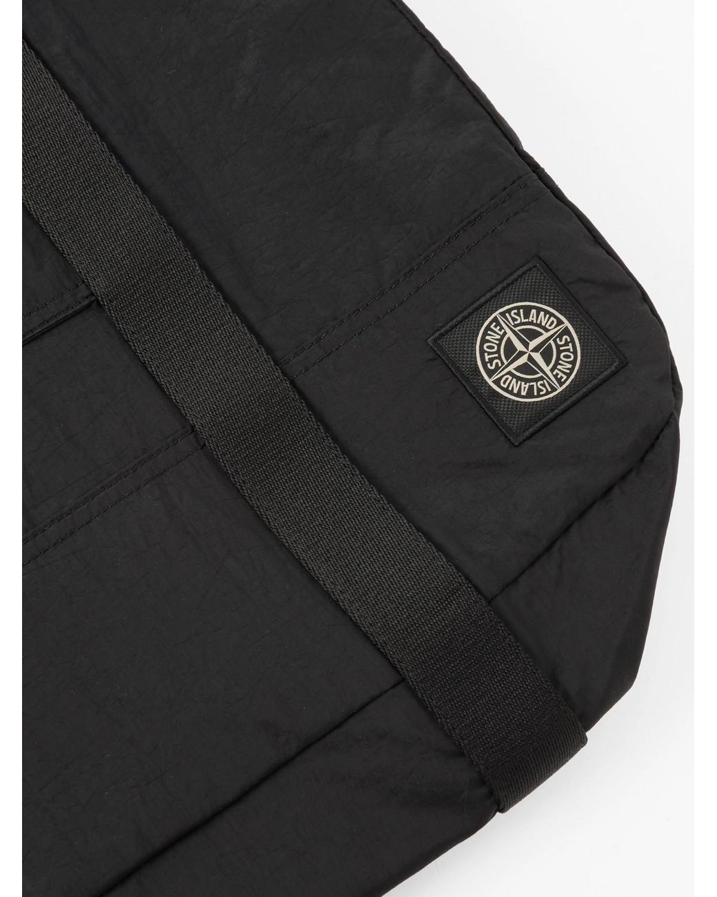 Stone Island Black Webbing-Trimmed Recycled-Shell Tote Bag for men