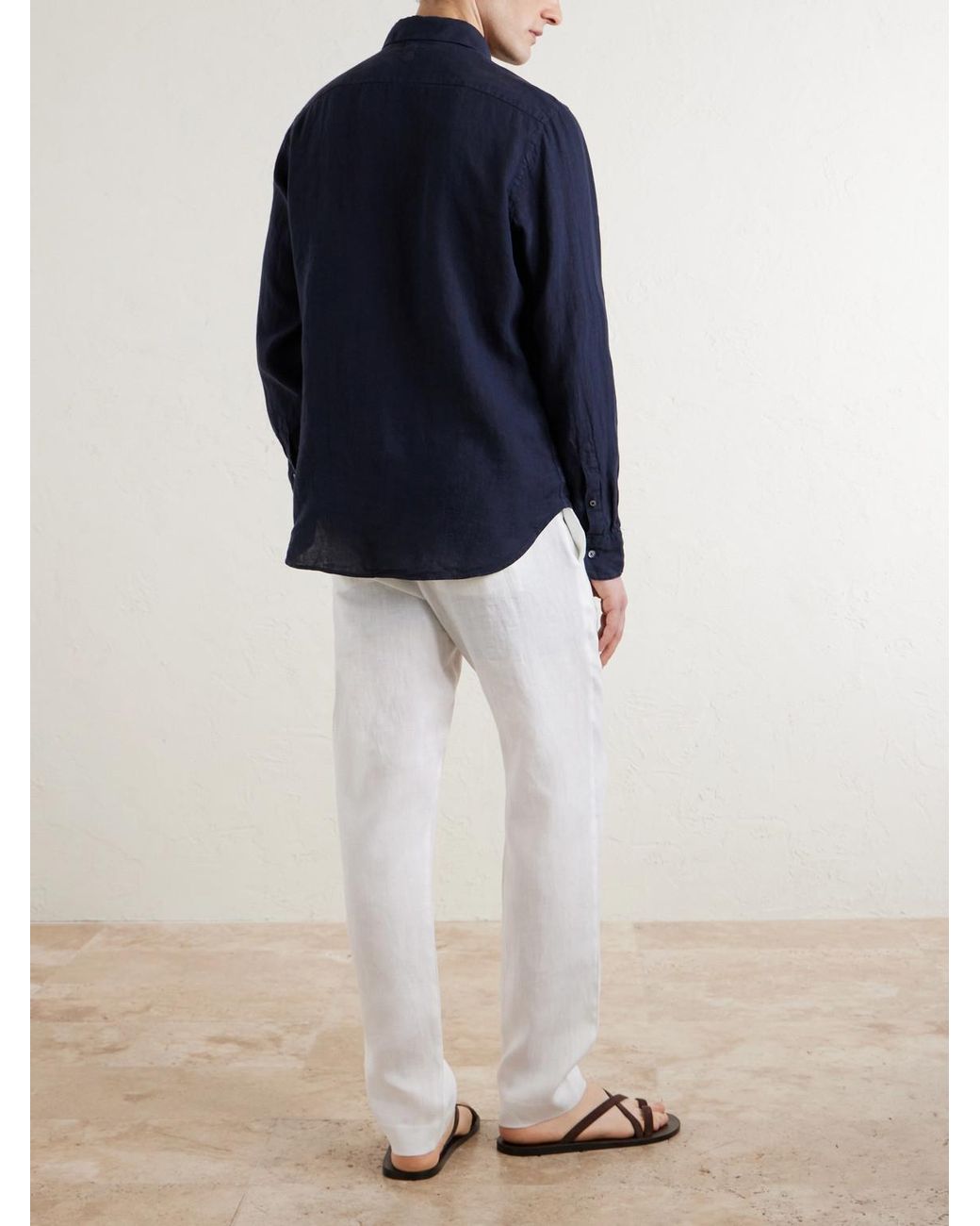 Canali Blue Linen Shirt for men