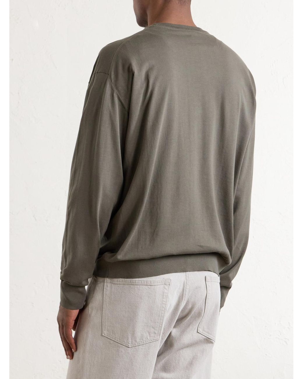 Auralee Gray Luster Knitted T-Shirt for men