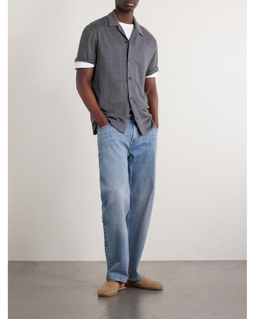 Mr P. Gray Camp-Collar Linen Shirt for men