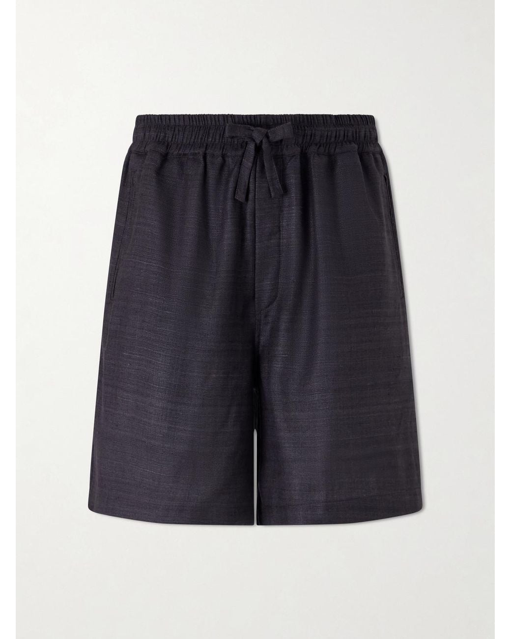 Saman Amel Blue Straight-Leg Silk Shorts for men