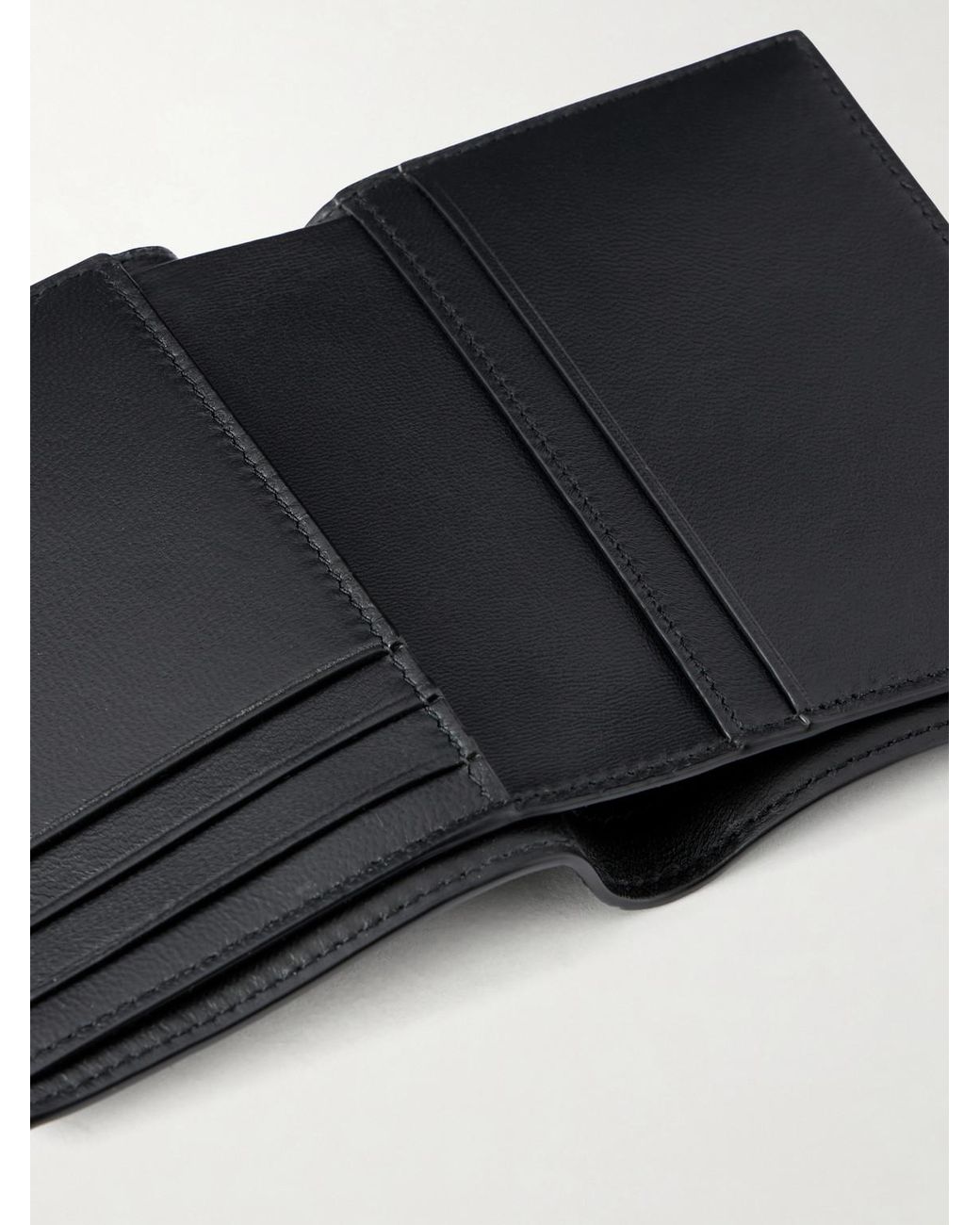 Saint Laurent Black Tiny Cassandre Logo-Appliquéd Croc-Effect Leather Bifold Wallet for men