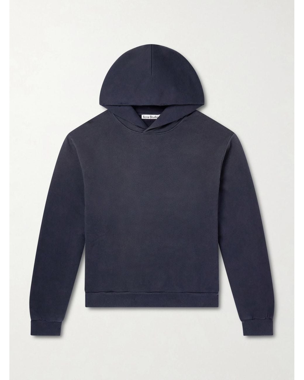 Acne Blue Franziska Garment-dyed Distressed Logo-print Cotton-blend Jersey Hoodie for men