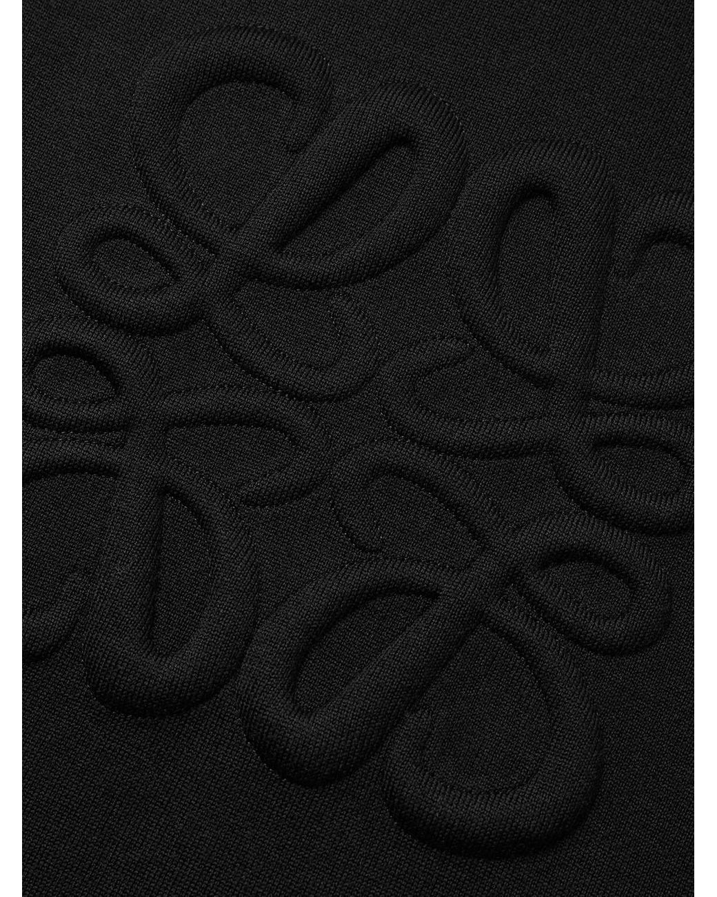 Loewe Black Logo-Embossed Wool-Blend Zip-Up Hoodie for men
