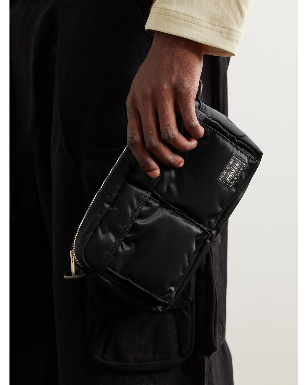 Porter-Yoshida and Co Black Tanker Sling Nylon-Twill Messenger Bag for men