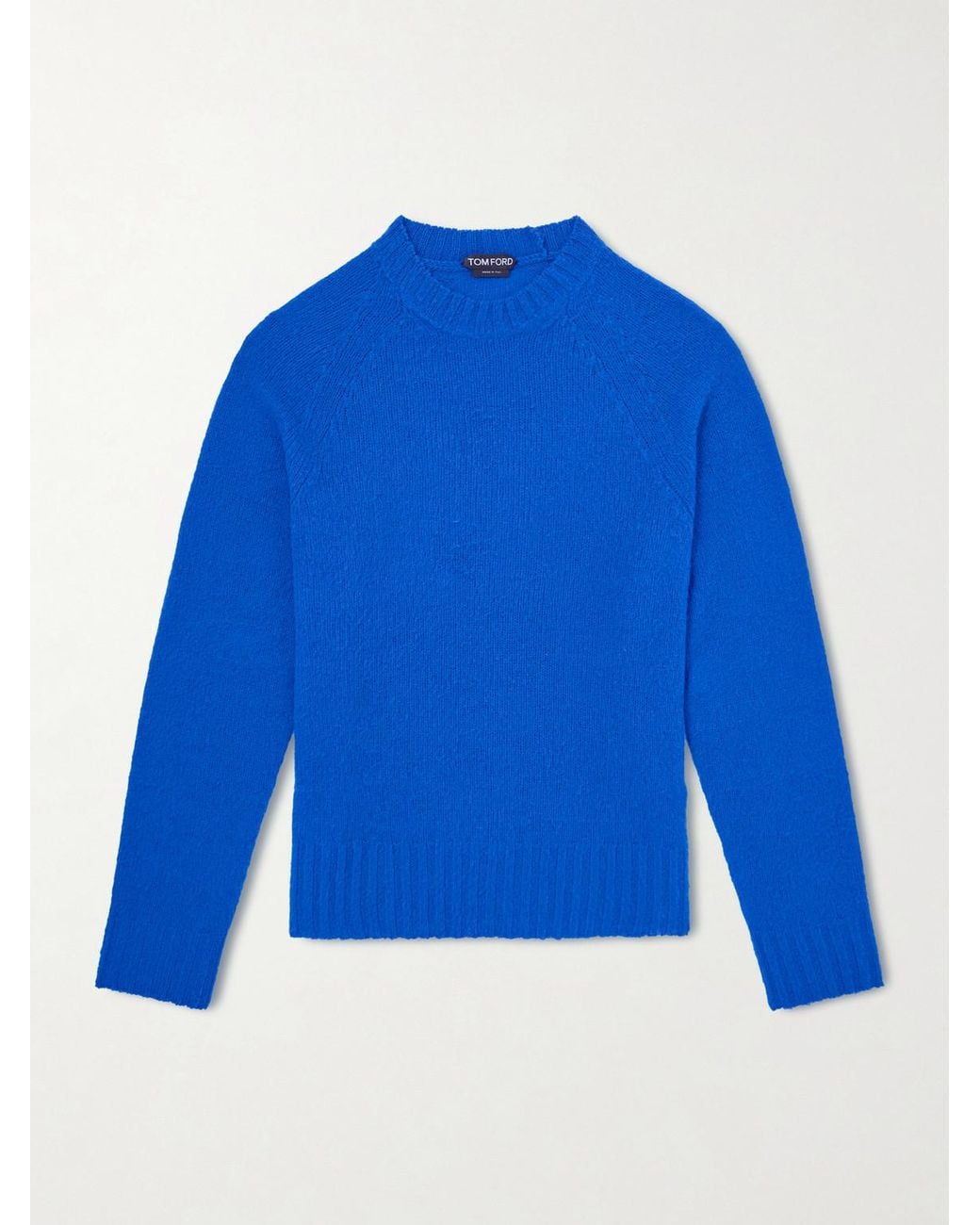 Tom Ford Blue Brushed Cashmere Sweater for men