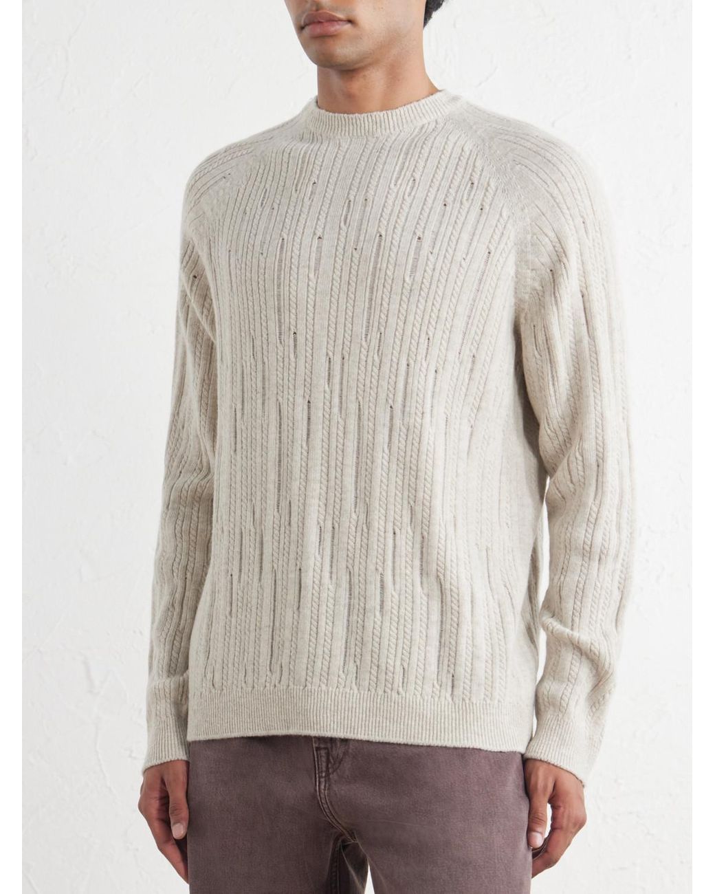 Inis Meáin Natural Stranded Sailor Merino Wool And Cashmere-Blend Sweater for men
