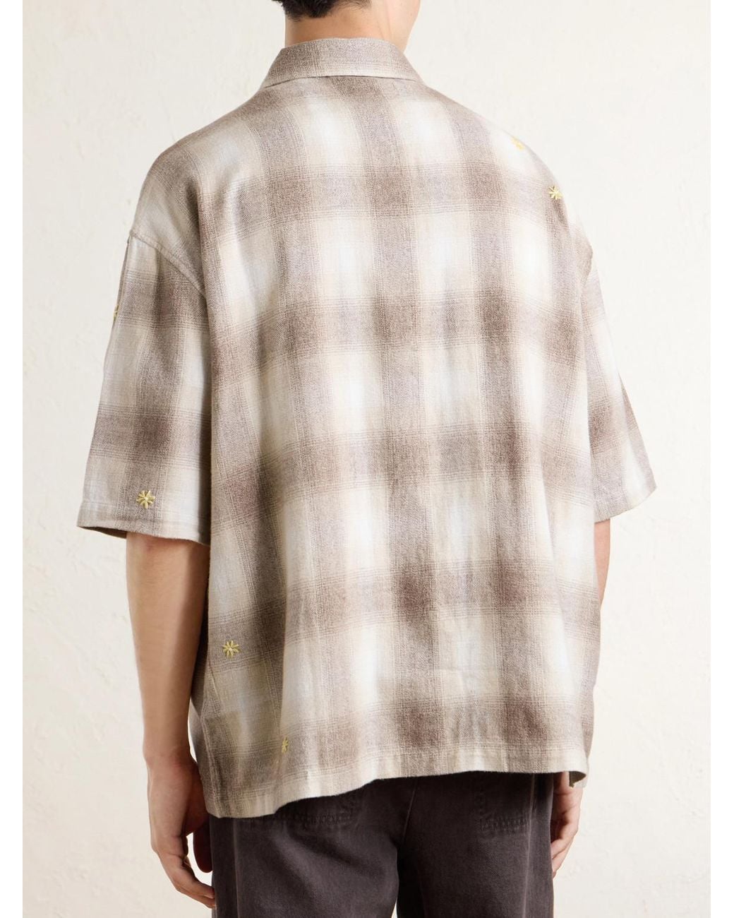 NAHMIAS Natural Checked Cotton-Flannel Shirt for men
