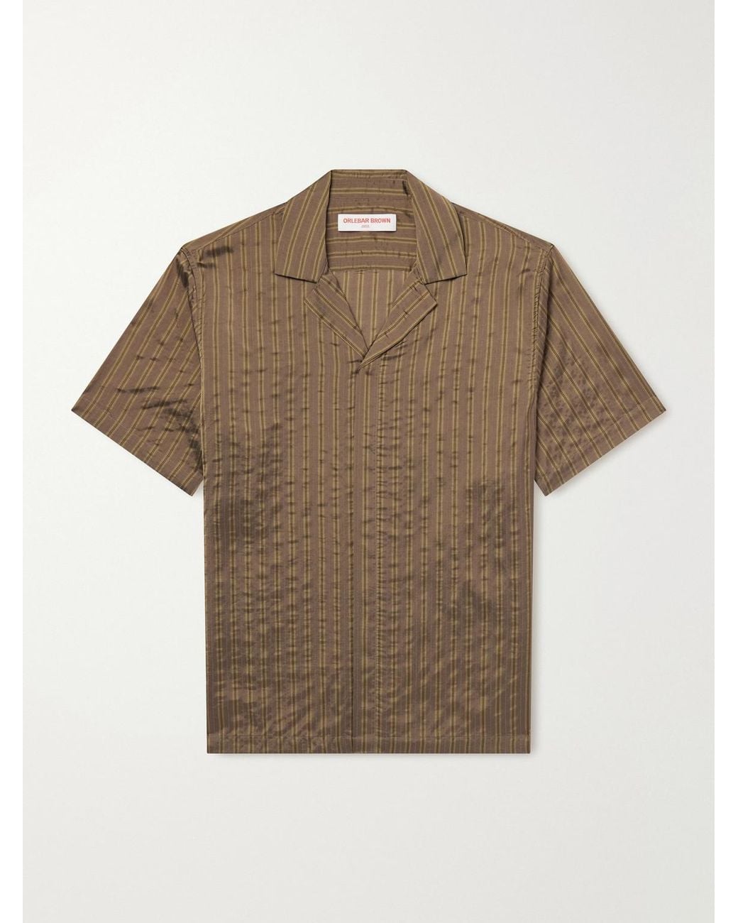Orlebar Brown Brown Maitan Villa Camp-Collar Striped Woven Shirt for men