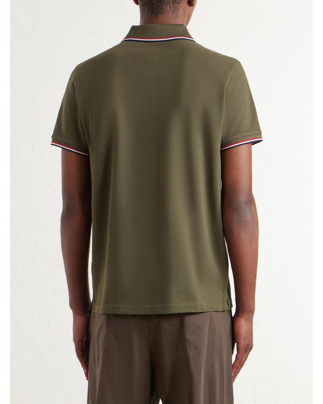 Moncler Green Logo-Appliquéd Cotton-Piqué Polo Shirt for men