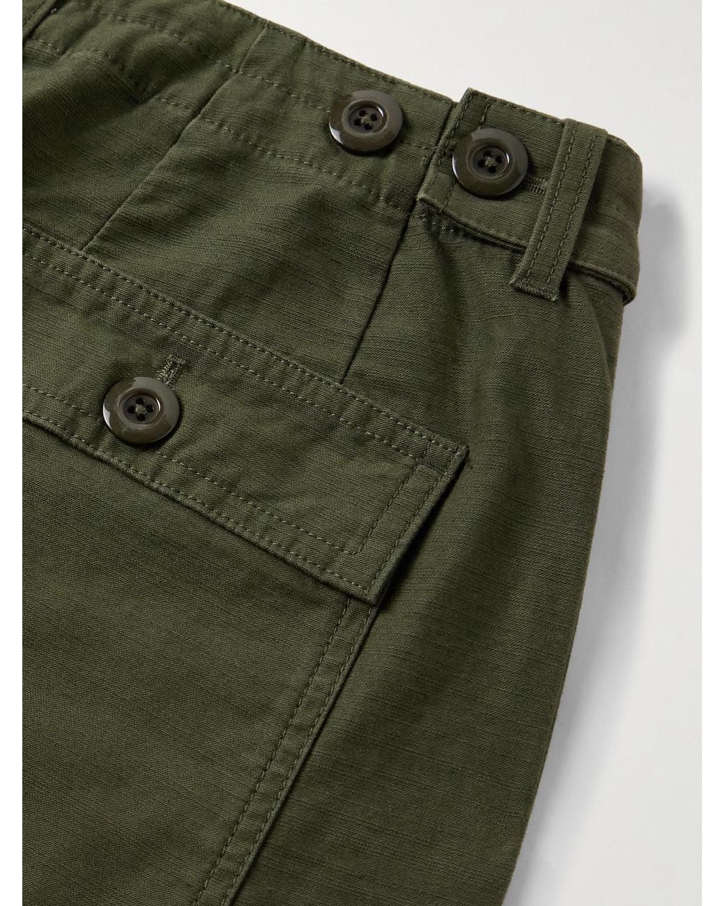 FRIZMWORKS Green Straight-Leg Cotton Trousers for men