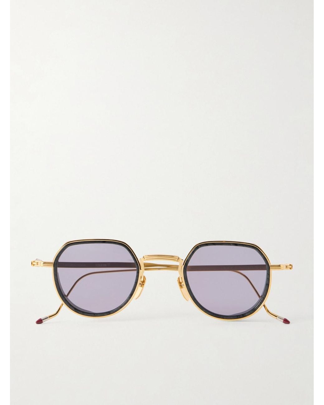 Jacques Marie Mage Metallic Dixon Round-frame Gold-tone Metal Sunglasses for men