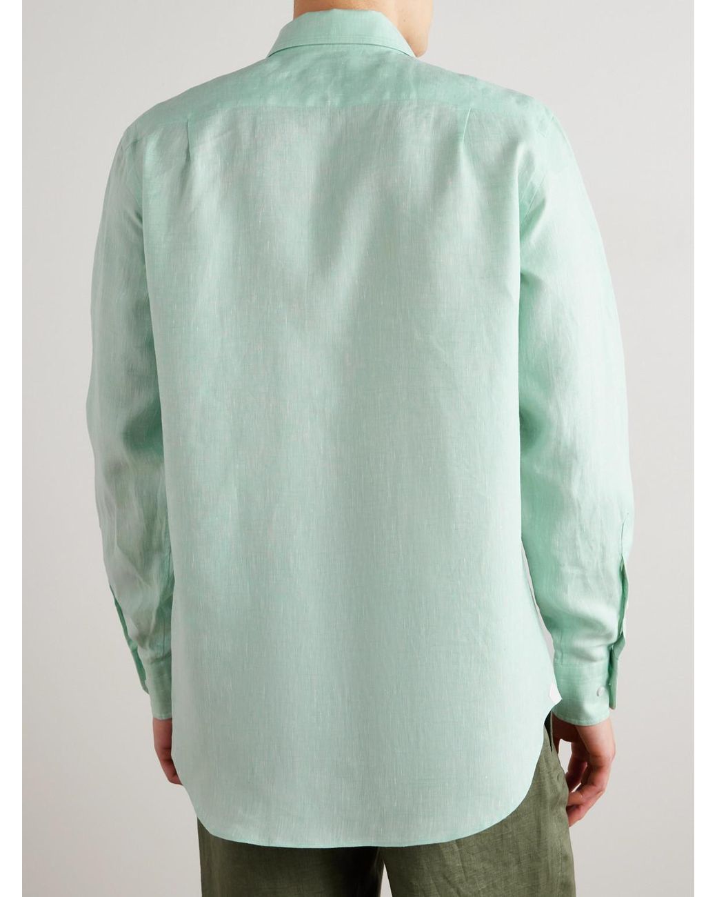 Loro Piana Green André Linen Shirt for men