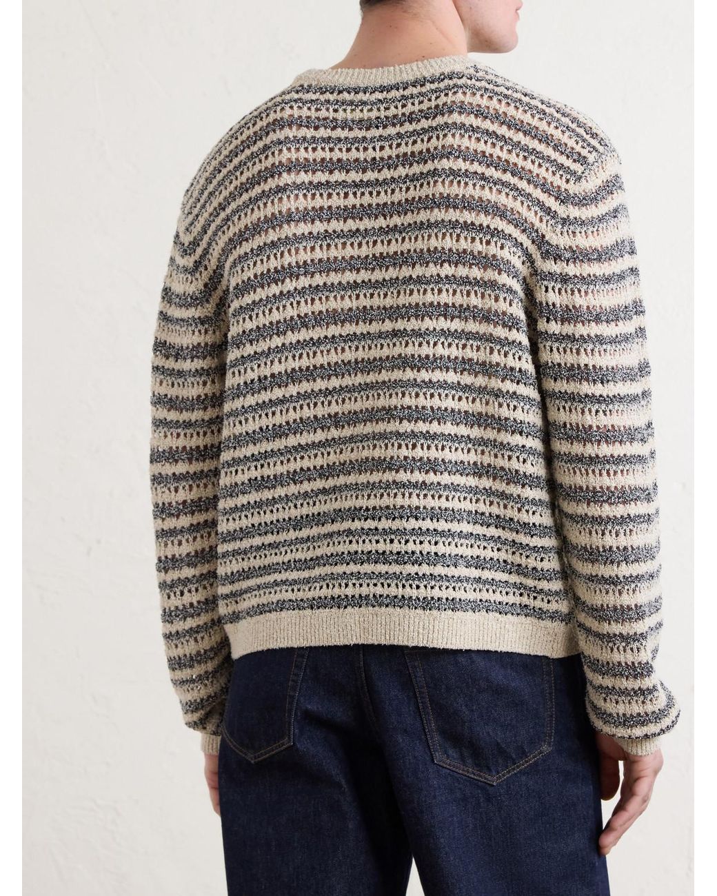 Aimé Leon Dore Multicolor Striped Open-Knit Cotton-Blend Sweater for men