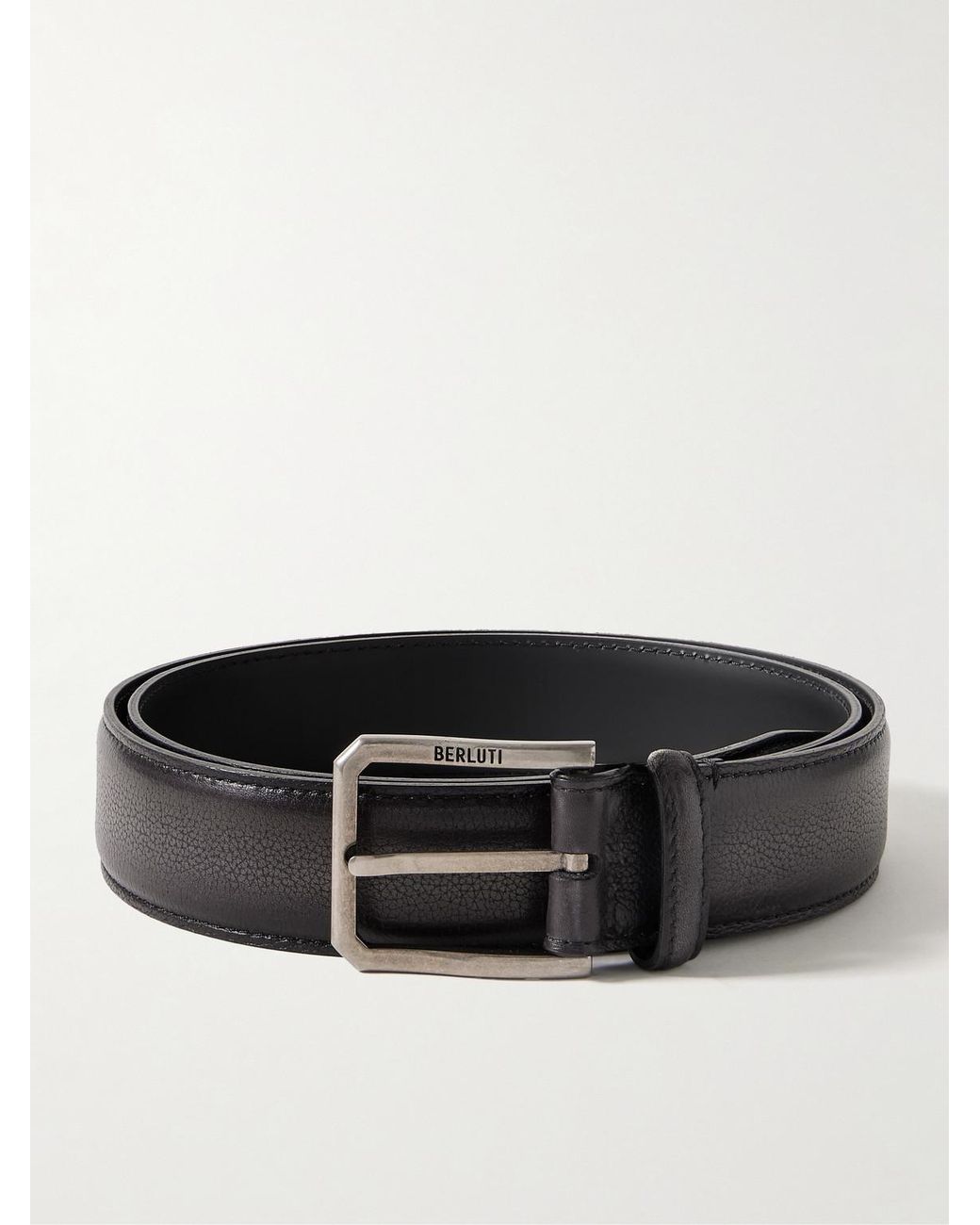 Berluti Black Versatile 3.5Cm Venezia Softy Full-Grain Leather Belt for men