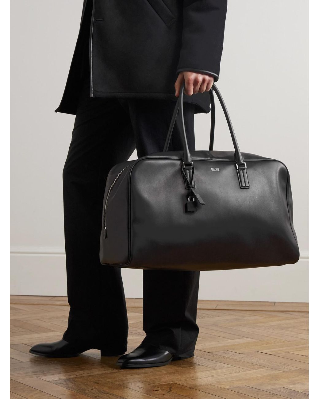 Tom Ford Logo-Print Leather Weekend Bag in Black für Herren