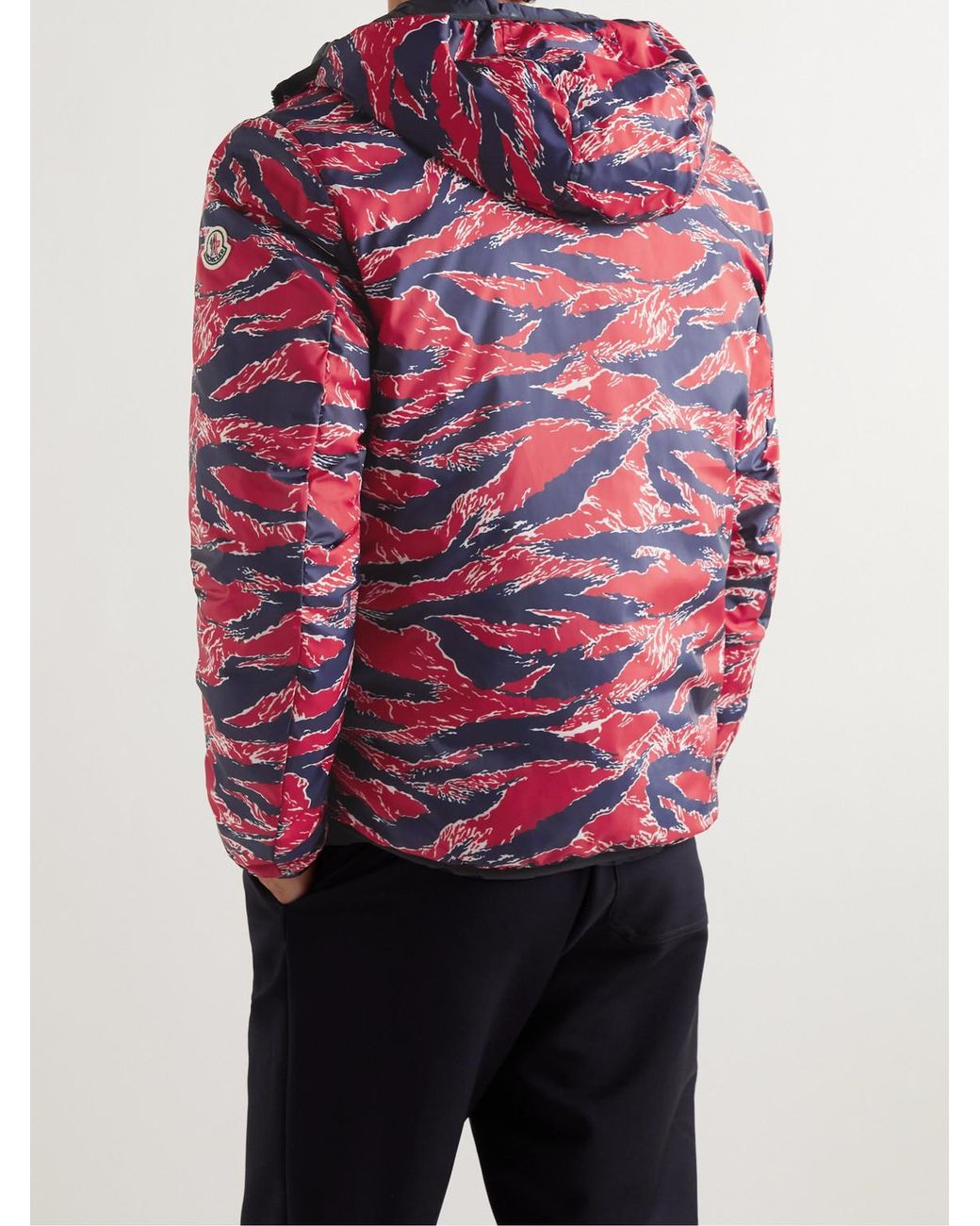 Moncler Red Bressay Reversible Printed Shell Hooded Down Jacket for men
