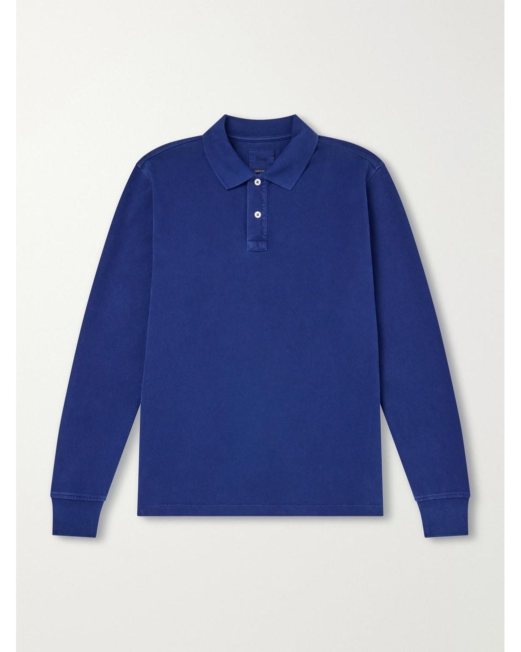 Drake's Blue Dyed Cotton-Piqué Polo Shirt for men