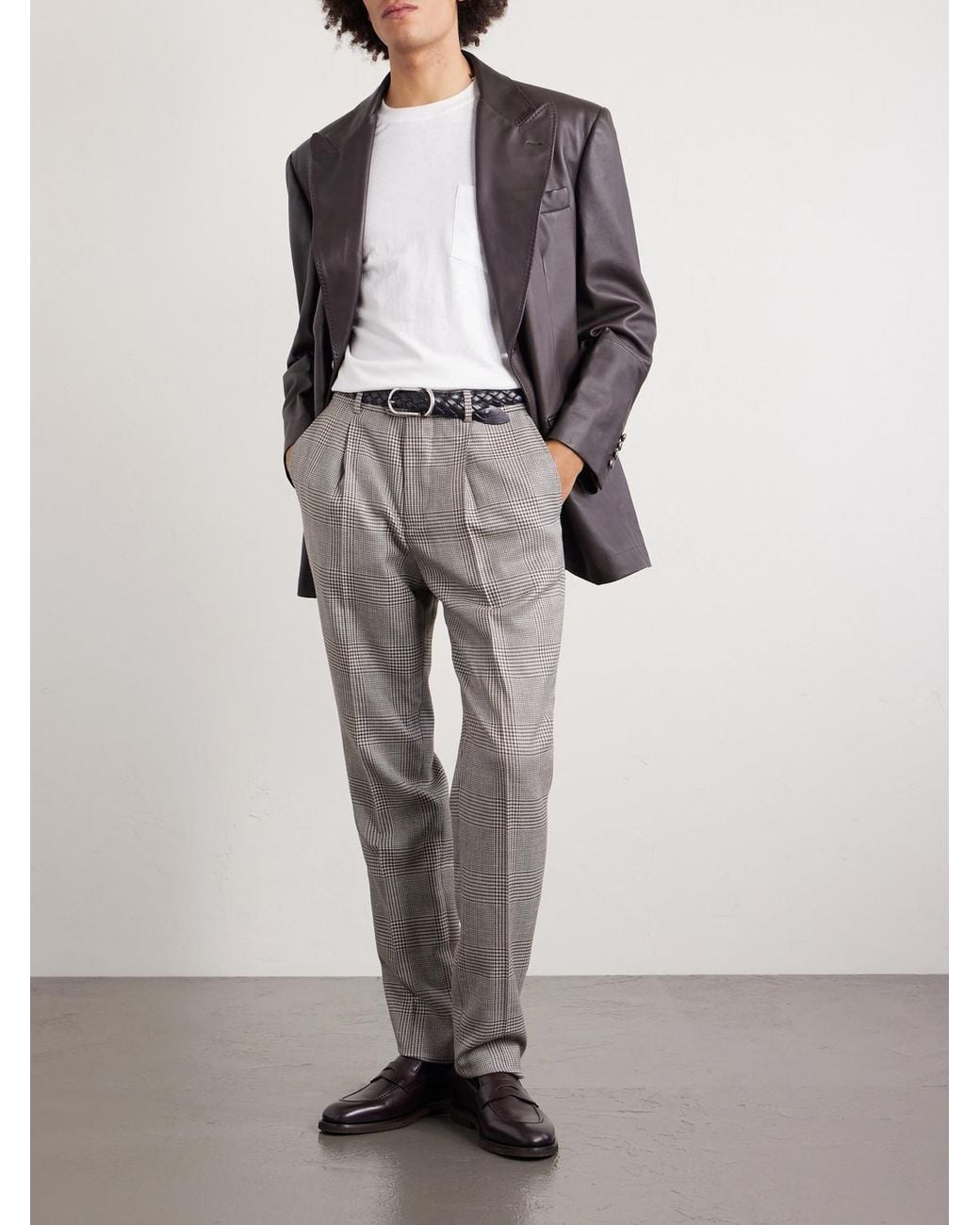 Brunello Cucinelli White Linen And Cotton-blend T-shirt for men