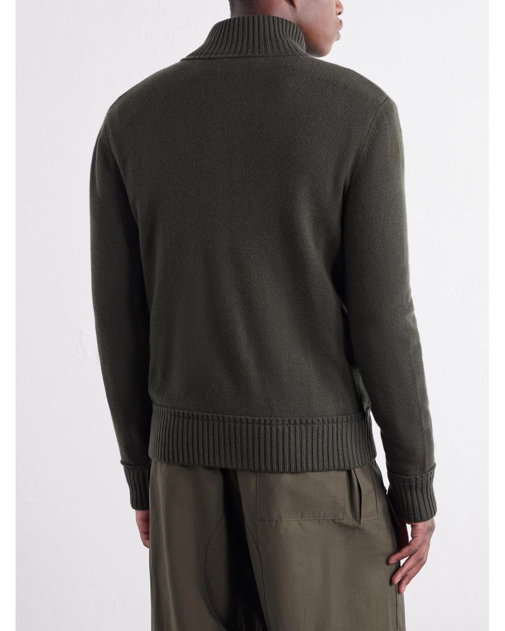 Moncler Green Logo-Appliquéd Wool And Cashmere-Blend Zip-Up Cardigan for men