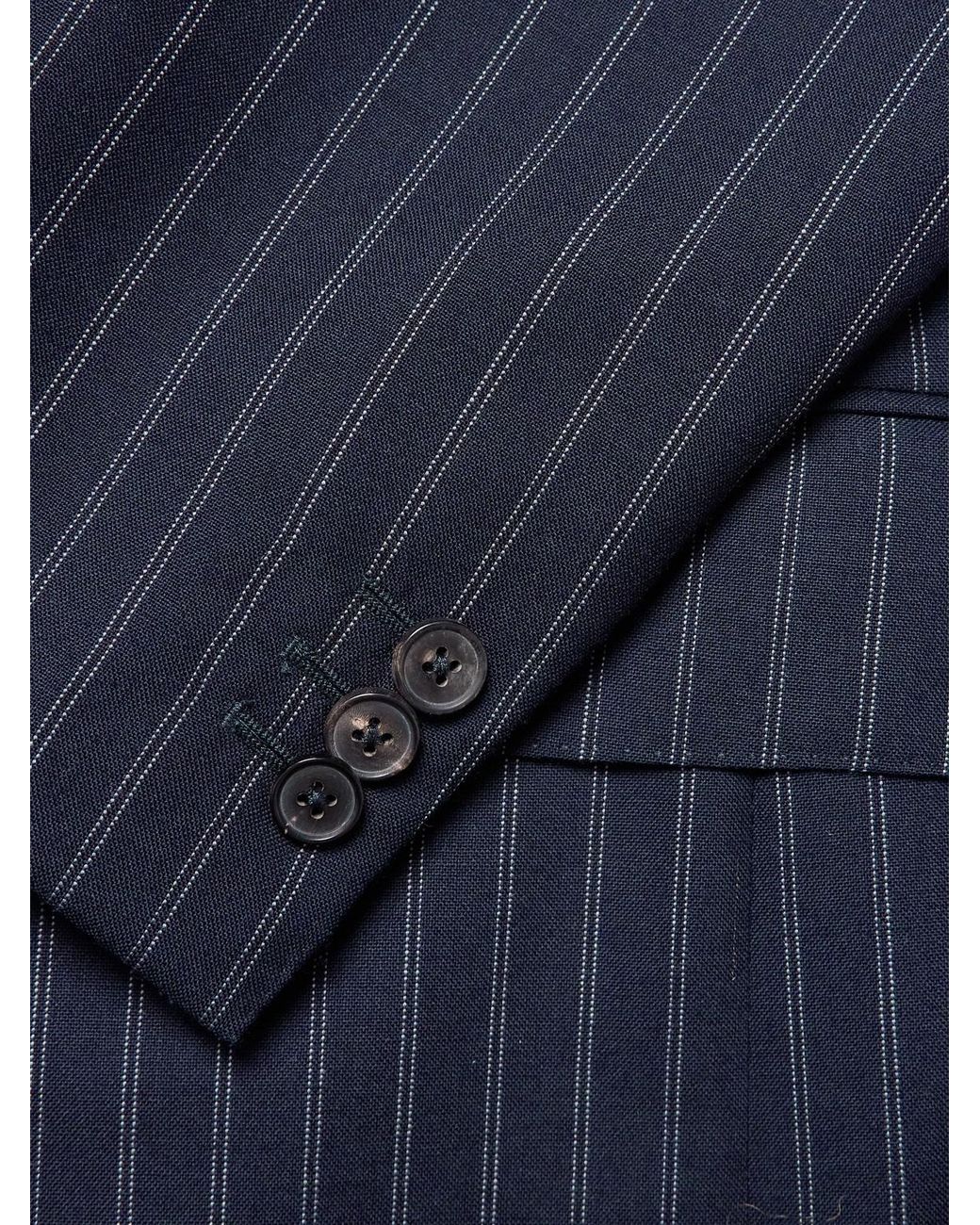 Husbands Blue Pinstriped Wool Suit Jacket for men