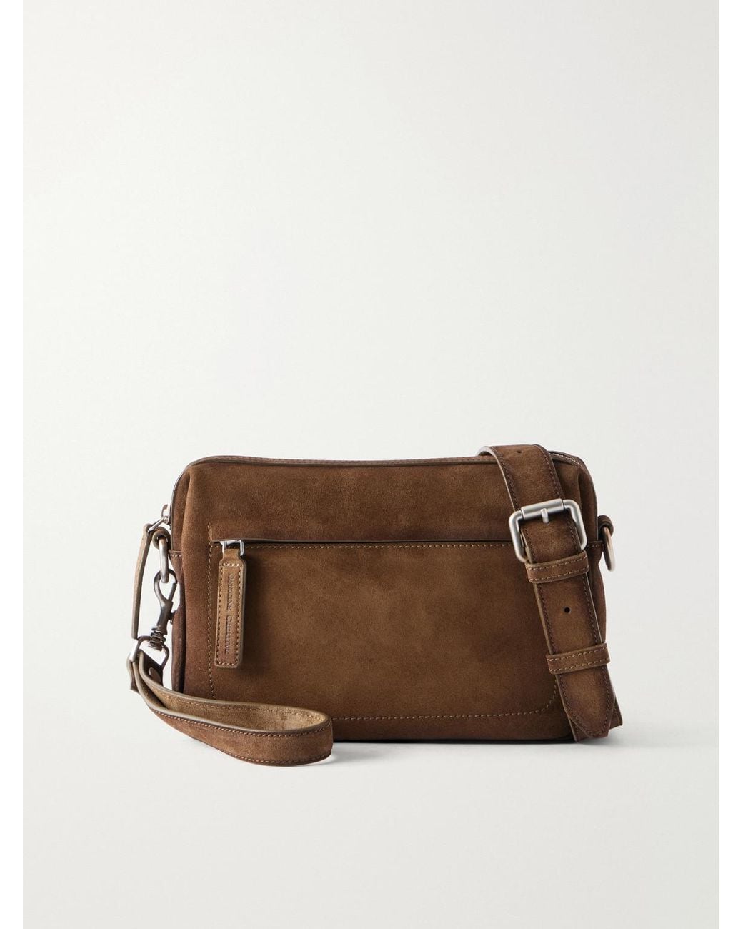 Officine Creative Brown Quentin 25 Suede Messenger Bag for men