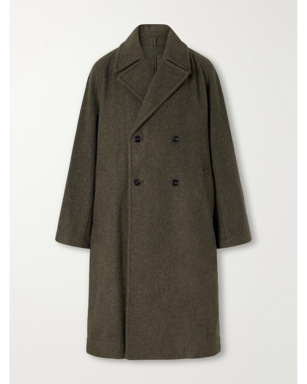 Lemaire Brown Double-Breasted Wool And Alpaca-Blend Felt Coat for men