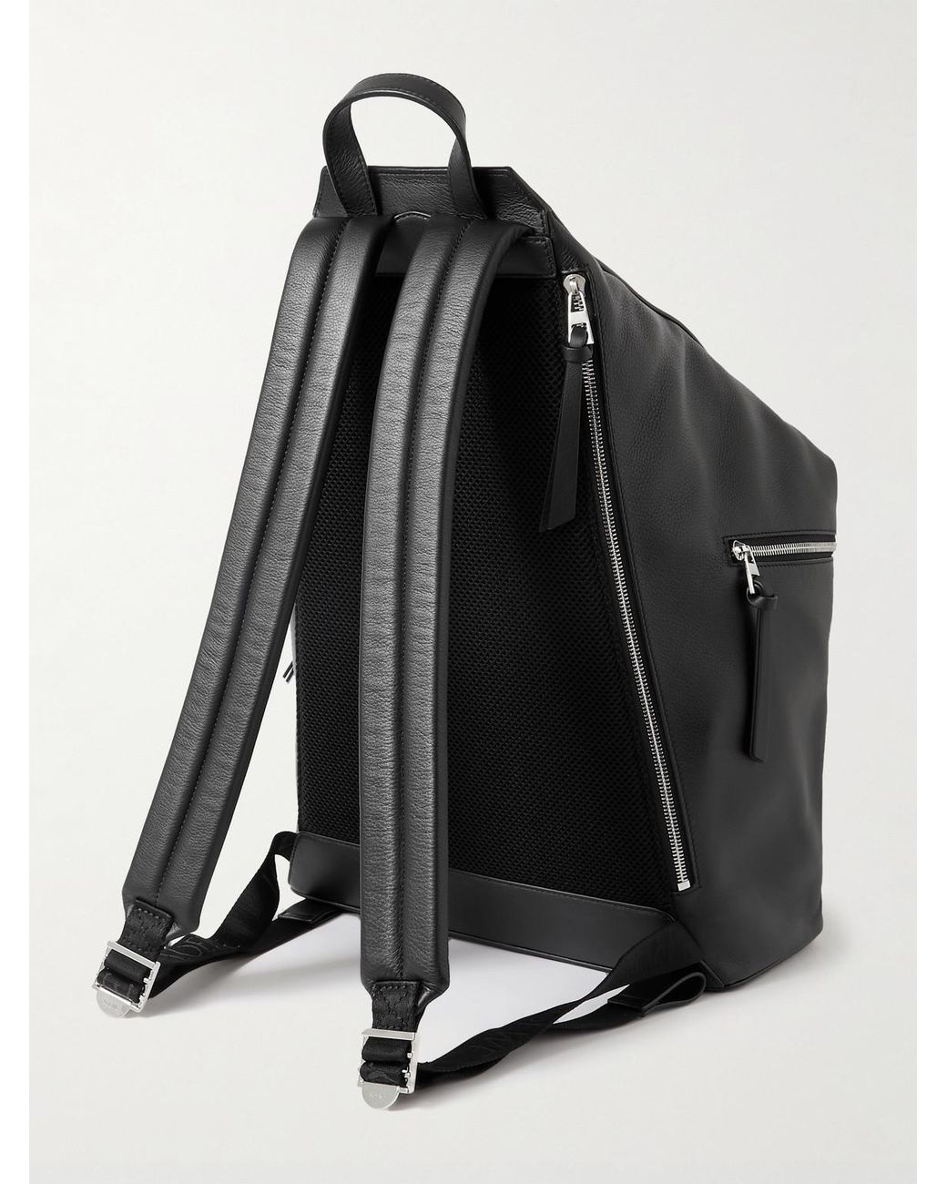 Loewe Black Convertible Logo-Debossed Mesh-Trimmed Leather Backpack for men