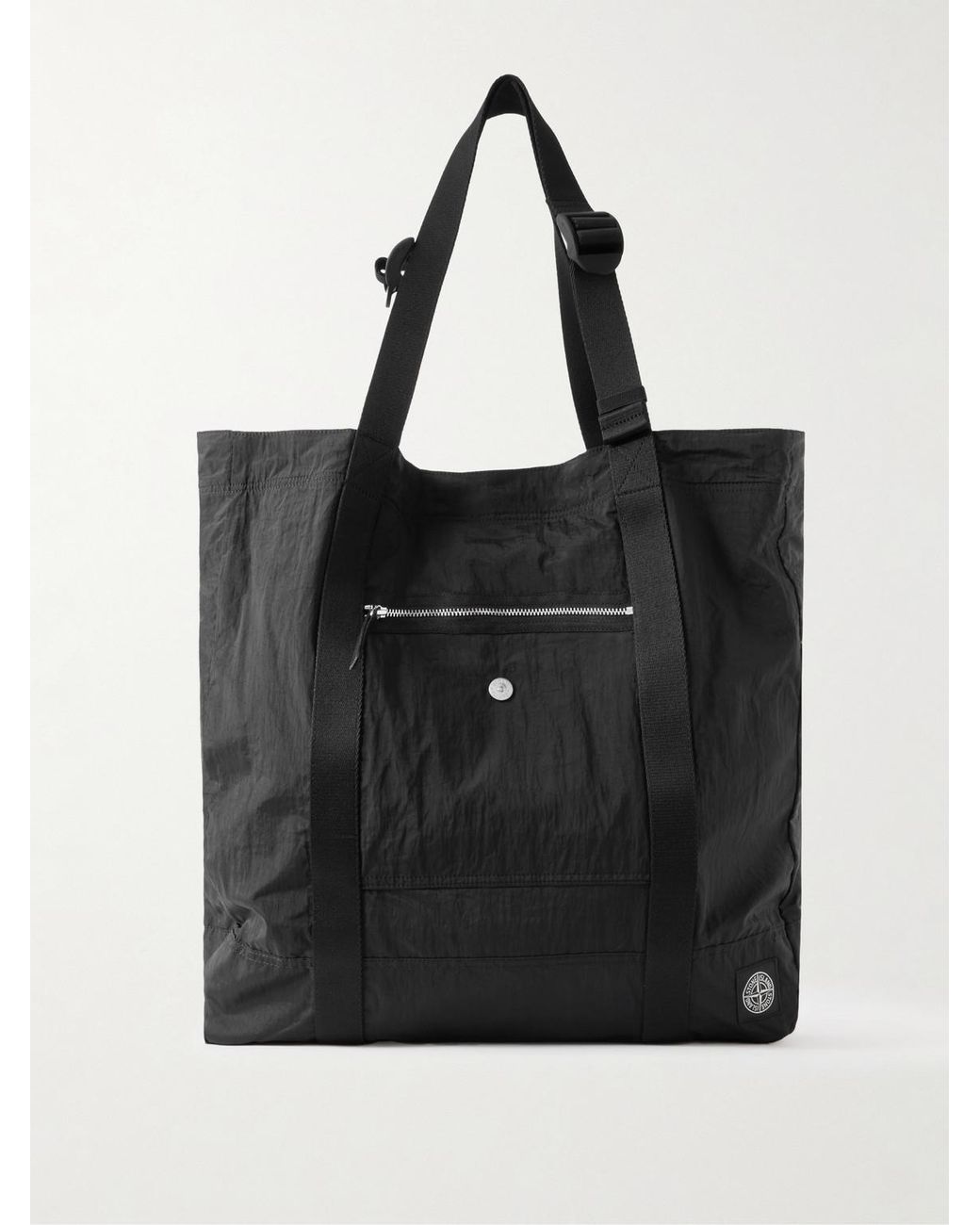 Stone Island Black Webbing-Trimmed Recycled-Shell Tote Bag for men