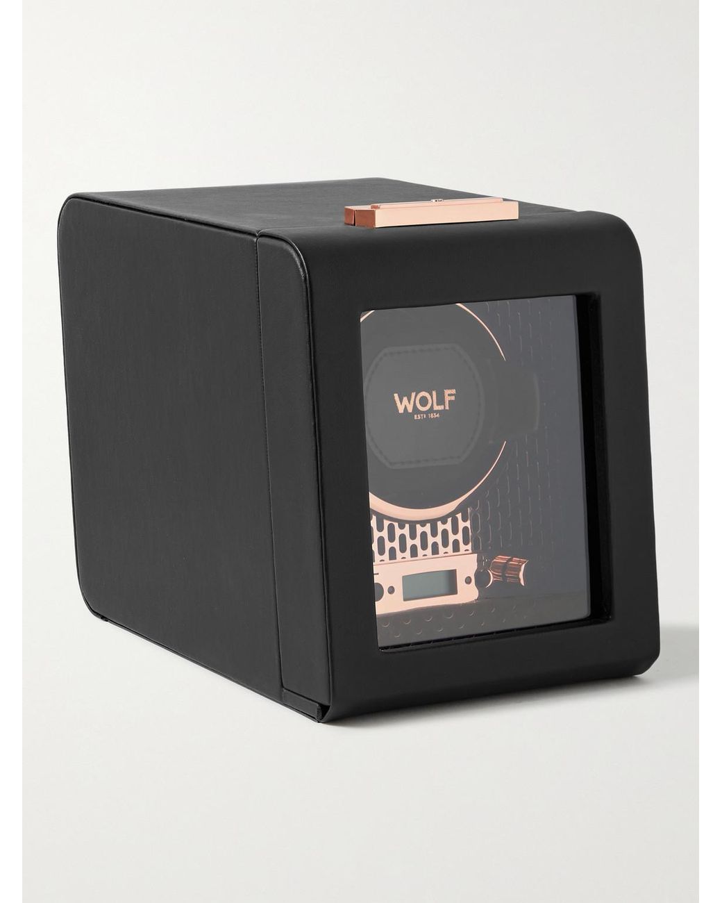Wolf Black Axis Vegan Leather Single Watch Winder for men