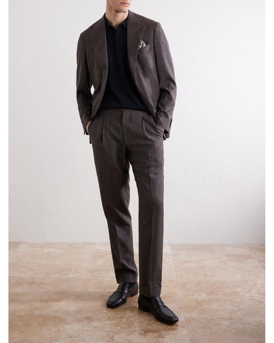 John Smedley Black Macloud Knitted Merino Wool Polo Shirt for men