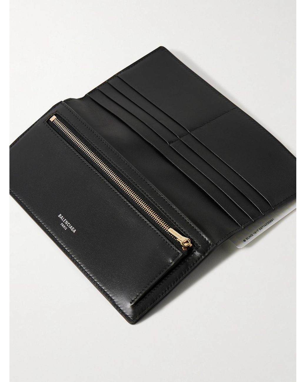 Balenciaga Black Passport Logo-debossed Leather Bifold Wallet for men