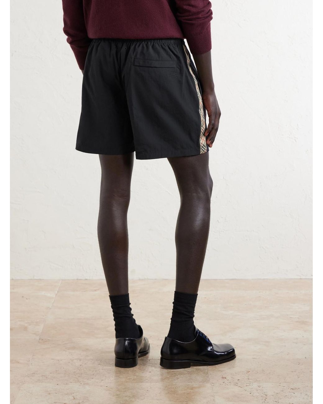 Burberry Blue Straight-Leg Striped Jacquard-Trimmed Shell Shorts for men