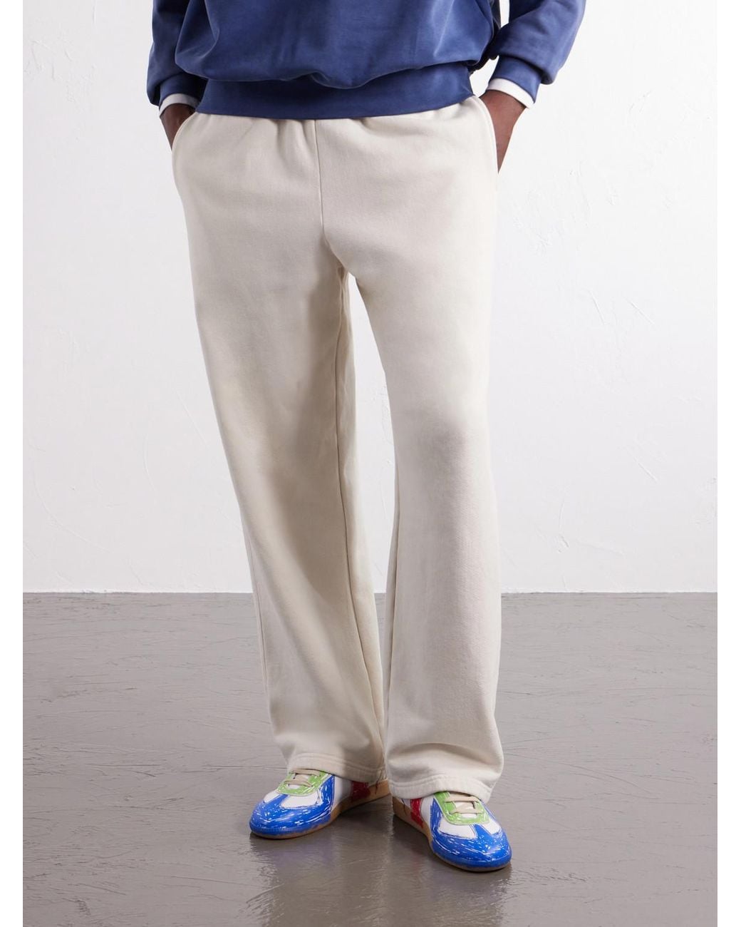 Maison Margiela Blue Replica Painted-Effect Leather Sneakers for men
