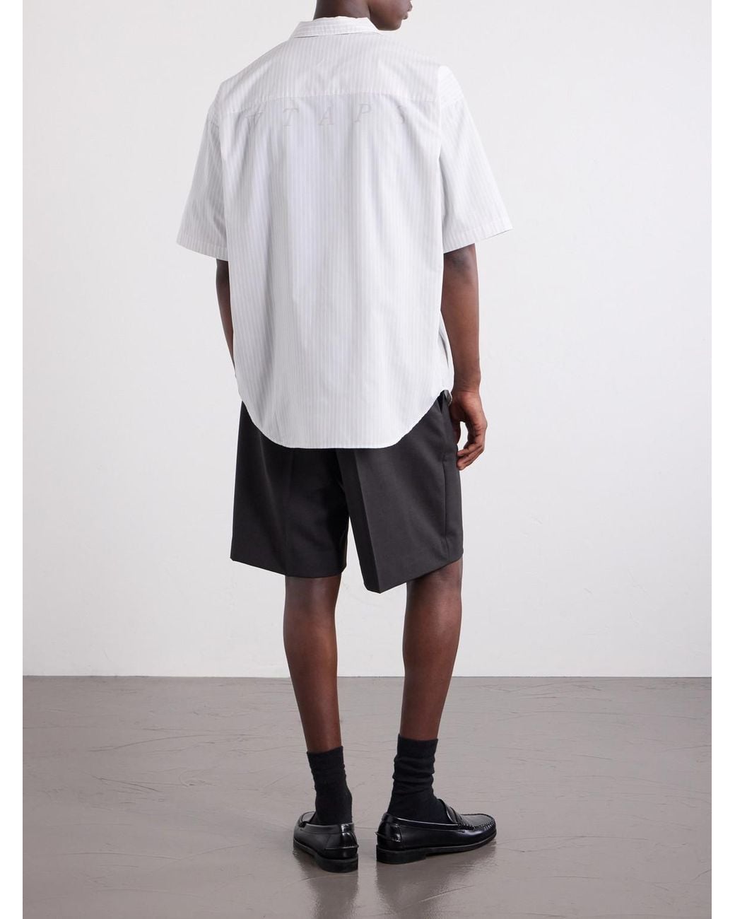 (w)taps White Logo-Appliquéd Striped Poplin Shirt for men