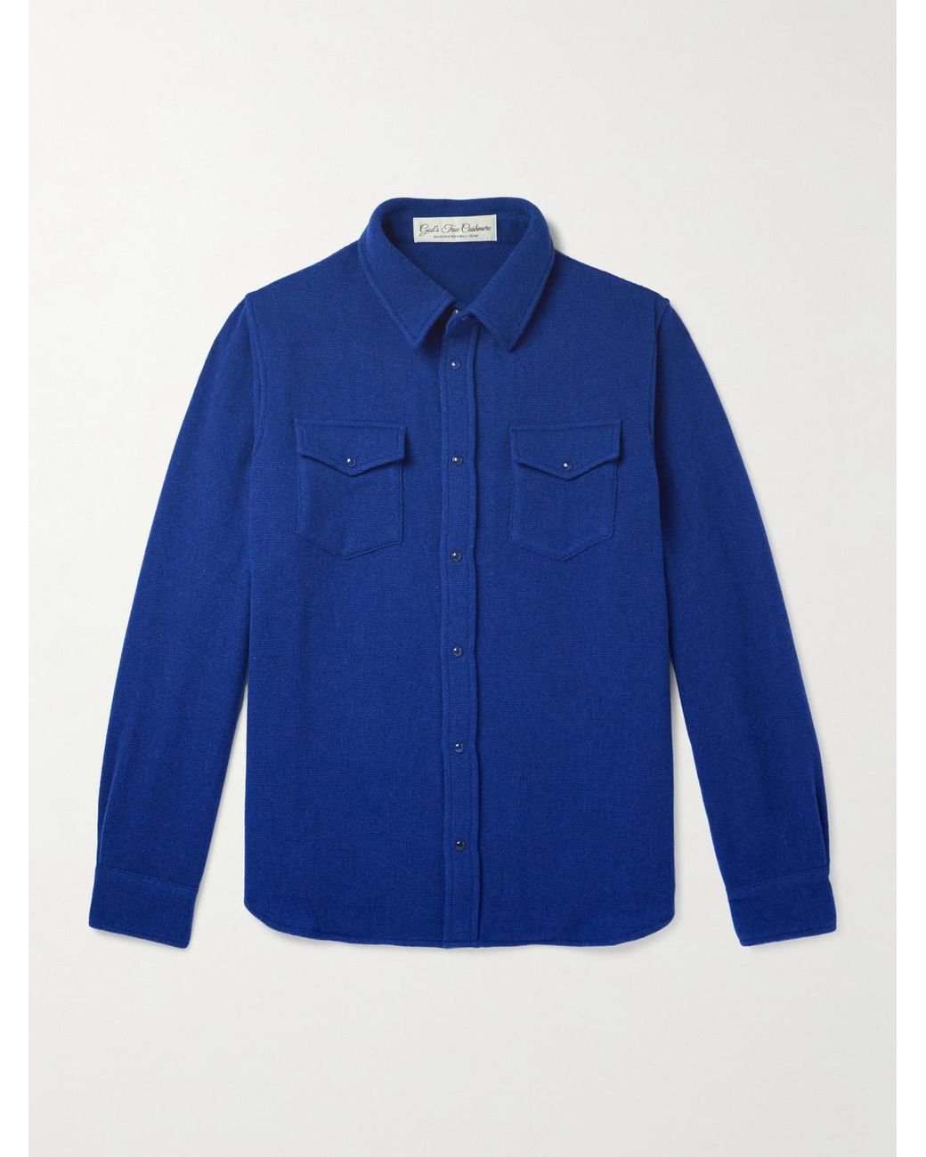 God's True Cashmere Blue Cashmere Shirt for men