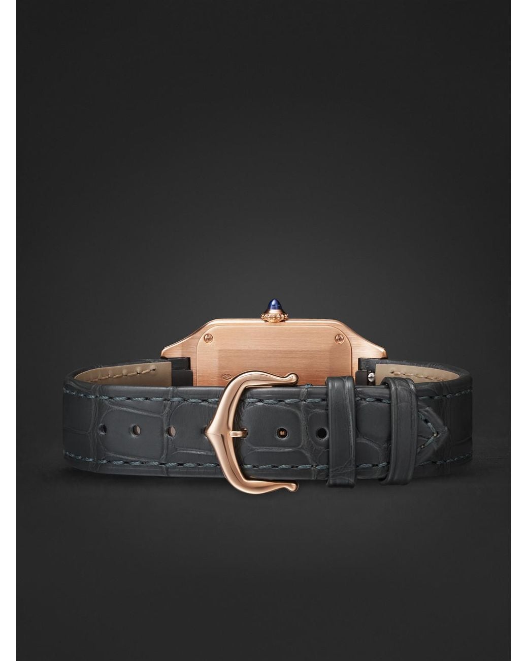 Cartier Black Santos-Dumont Small 18-Karat Rose Watch, Ref. Wssa0086 for men