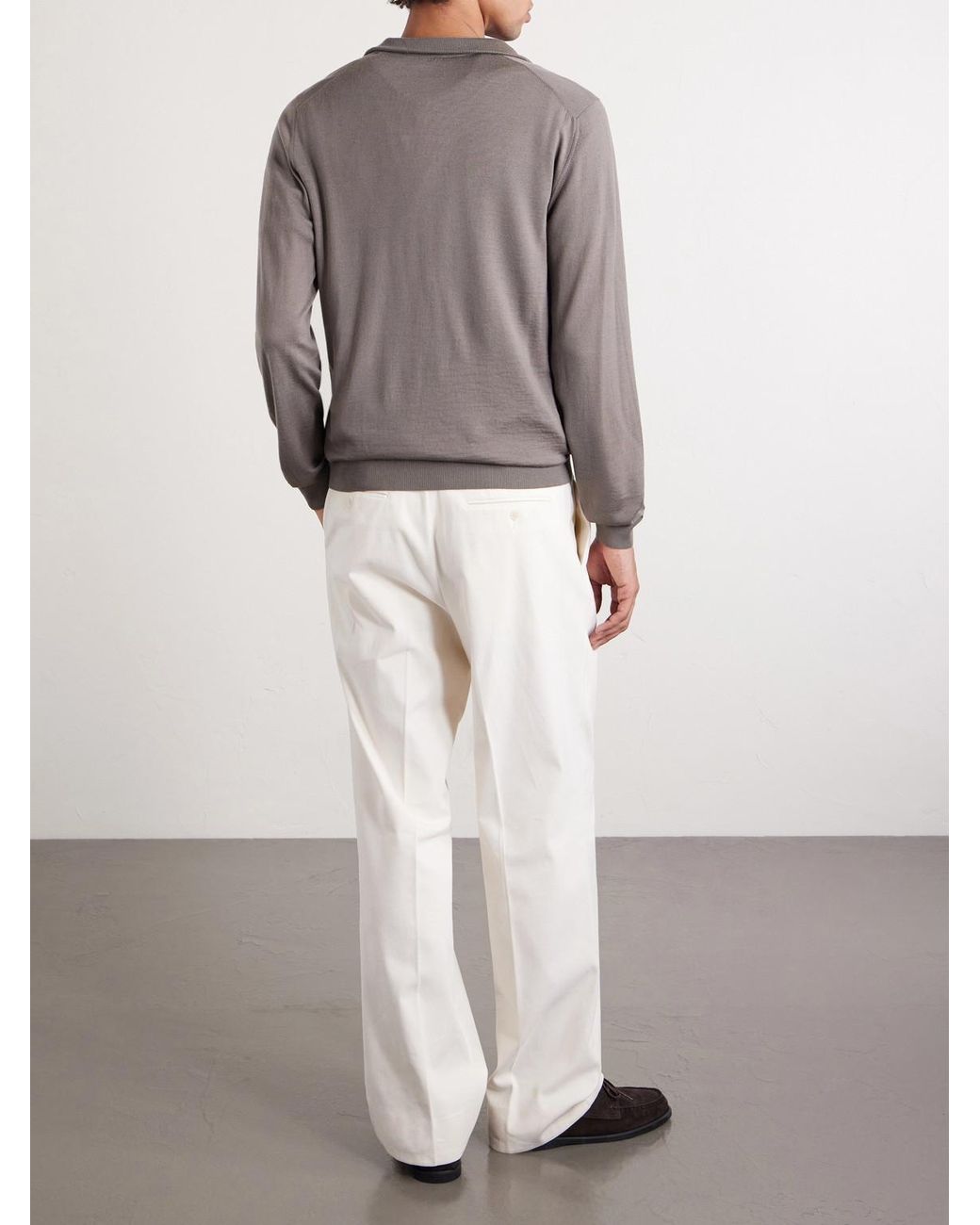 Piacenza 1733 Gray Virgin Wool Half-zip Sweater for men