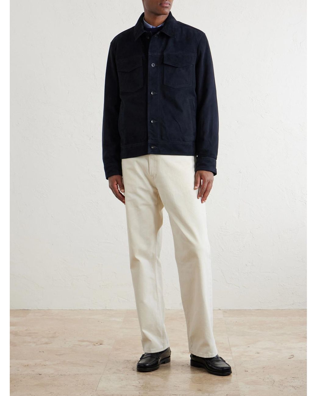 Rag & Bone Blue Suede Trucker Jacket for men