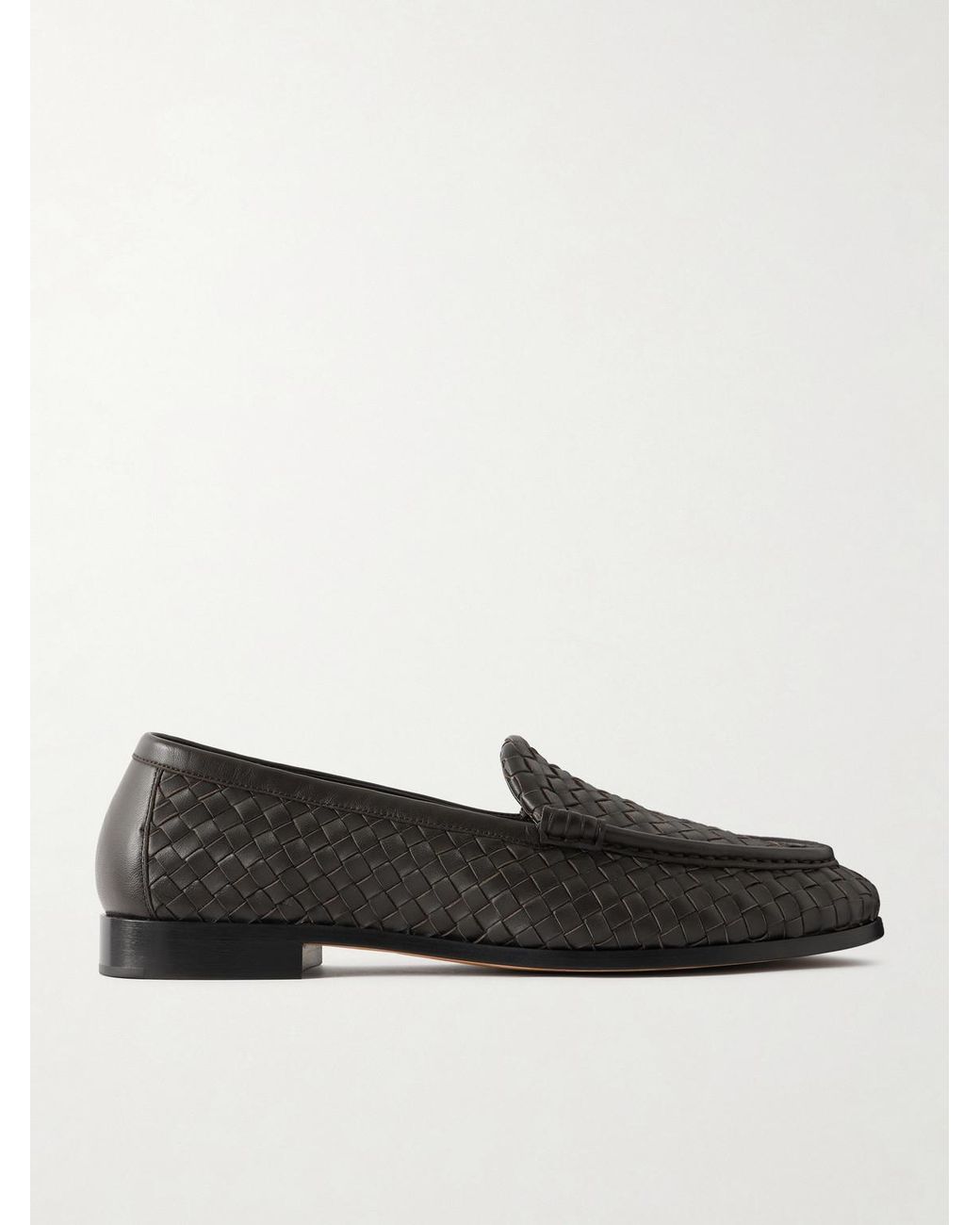 Bottega Veneta Black Intrecciato Leather Loafers for men